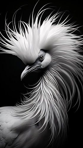 Portrait d'oiseau en noir et blanc