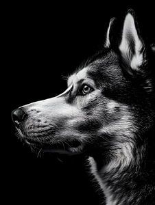 Husky – Ausdrucksstarkes Schwarzweiß-Tierporträt