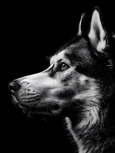 Husky - Expressief zwart-wit dierenportret