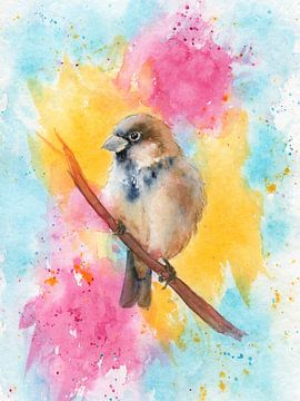 Friendly sparrows on a branch Part three by Karen Kaspar