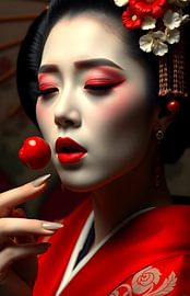 Japanische Kunst Geisha lsensualität Kirsche