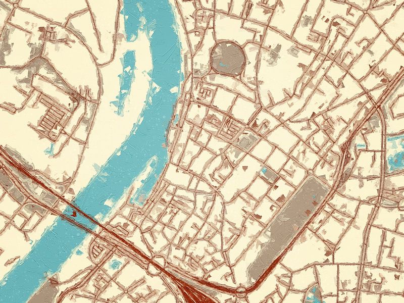 Map of Venlo Centrum in the style Blue &amp; Cream by De Kaartenwinkel