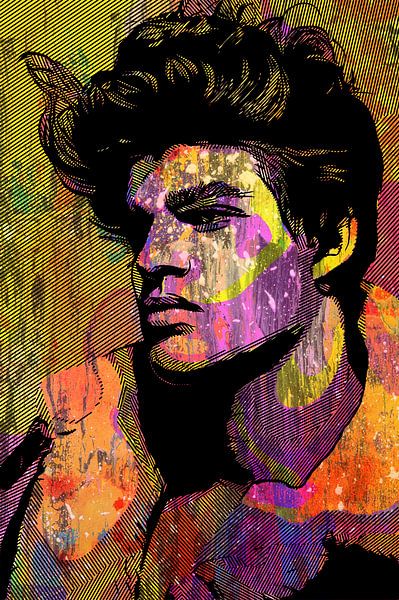 Mannelijk model met trendy kapsel in mixed media style van The Art Kroep