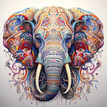 Psychedelische olifant van Wall Wonder