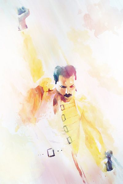 Freddie Mercury  Abstract Waterverf Portret van Art By Dominic