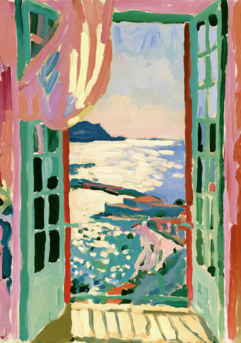 A view through an open window of the harbour at Collioure by Niklas Maximilian