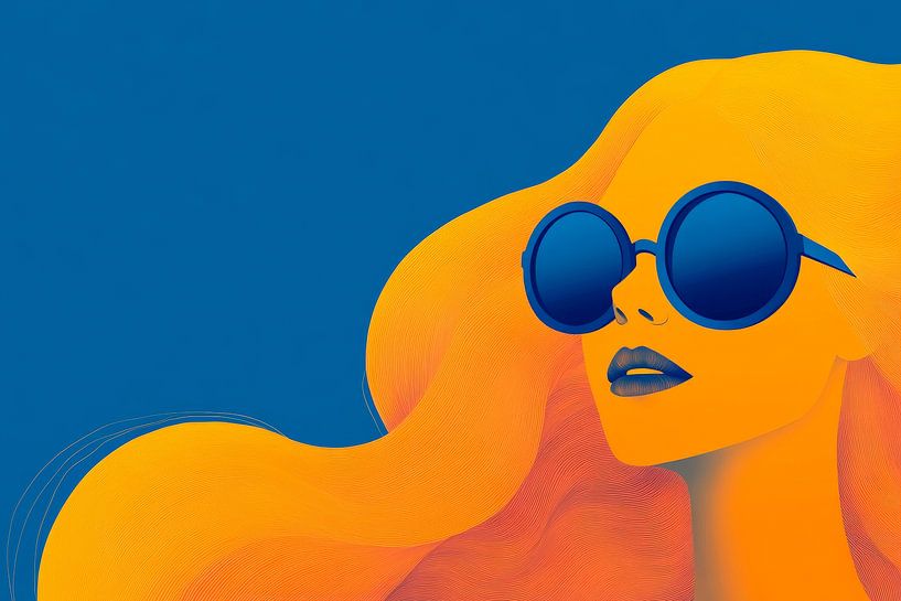 Radiant lady with sunglasses - Pop Art by Poster Art Shop