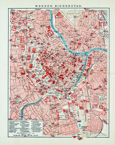 Vintage kaart Wenen - Binnenstad ca. 1900