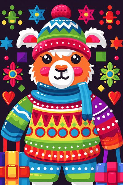 Colourful Lama with presents by Imperial Art House