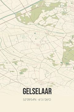 Vintage landkaart van Gelselaar (Gelderland) van Rezona