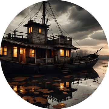 Woonboot op een baai