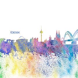 Cologne Germany Skyline Silhouette Impressionistischer Splash von Markus Bleichner