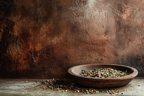 Rustieke schaal met kruidenmix