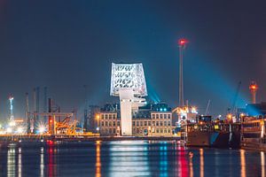Das Hafenhaus in Antwerpen bei Nacht