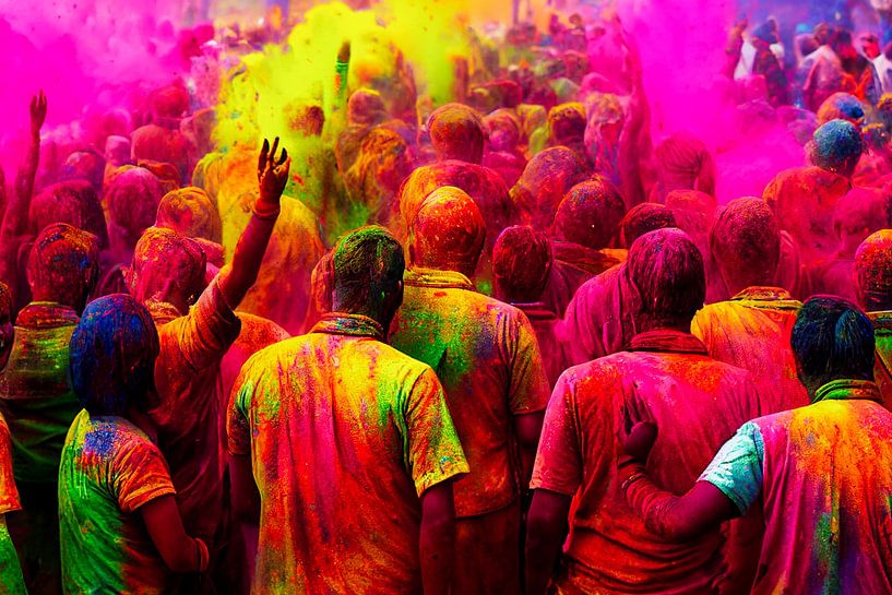 festival indien Holi coloré dans la rue, illustration d'art par Animaflora PicsStock