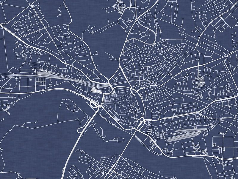 Map of Arnhem in Royal Blue by De Kaartenwinkel