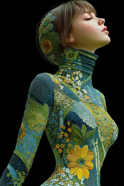 kunst vrouw met bloemen van Egon Zitter