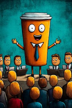 Vergaderende koffiebeker met humor van Imperial Art House