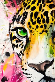 Leopard portrait in bright colours by Poster Art Shop