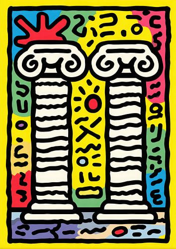 Kleurrijke kolommen cartoon doodle