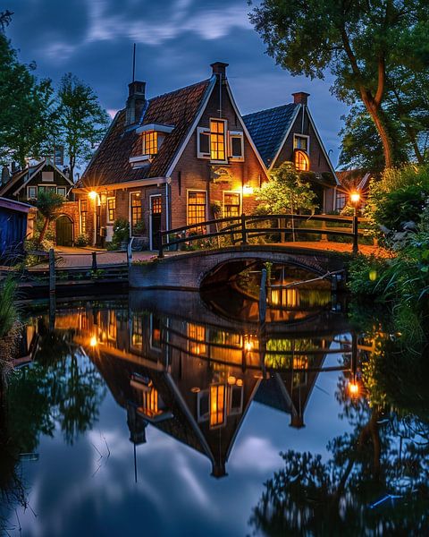 Huis aan de rivier van fernlichtsicht