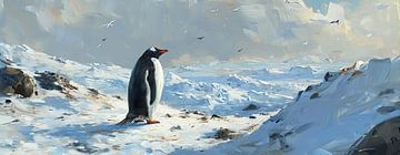 Schilderij Pinguïn Sneeuw van Kunst Company