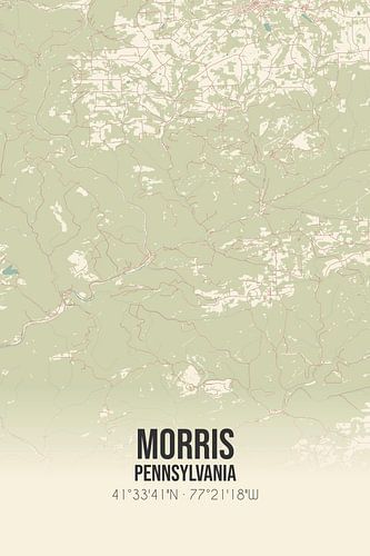 Vintage landkaart van Morris (Pennsylvania), USA.