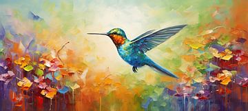 Kolibrie | Blauw tussen Kleuren van Blikvanger Schilderijen