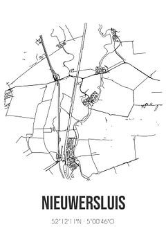 Nieuwersluis (Utrecht) | Karte | Schwarz und Weiß von Rezona