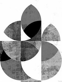 Scandinavian Retro LandscapeBlack White Grey by Mad Dog Art