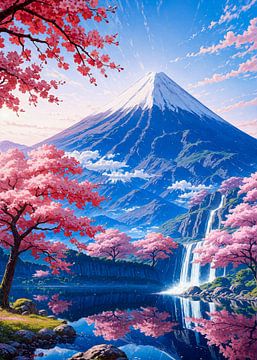 Kersenbloesem Sakura Mount Fuji Japan Lente Waterval van Ruzerin