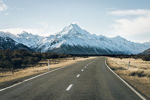 Weg naar Mount Cook, Nieuw-Zeeland van Mark Wijsman