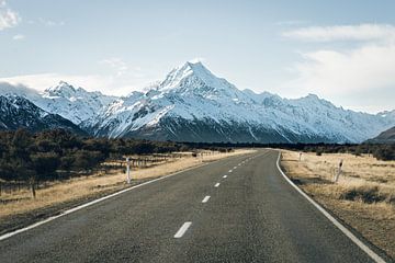 Route vers le Mont Cook, Nouvelle-Zélande