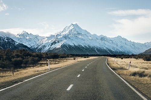 Weg naar Mount Cook, Nieuw-Zeeland