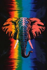 Kleurrijk olifant kunstwerk met regenboogkleuren van Art & Soul Creations