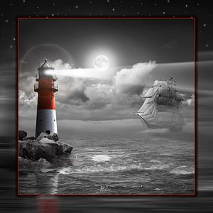 Phare et voilier sous illumination - SW Colorkey