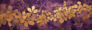 Goldene Blumen auf lila Hintergrund von Whale & Sons