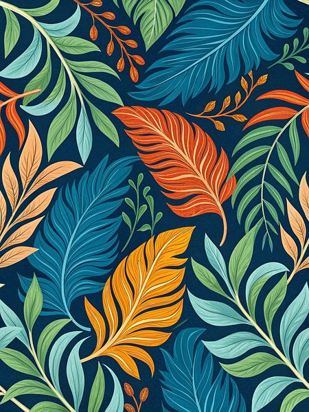 Paradis tropical Motif plumes et feuillage par Artistic