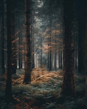 Betoverd pad door het bos van fernlichtsicht