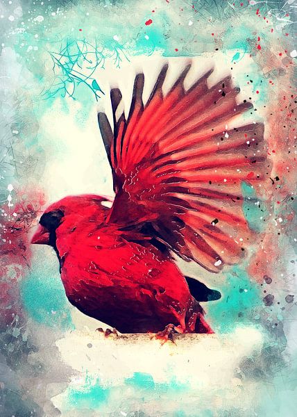 Kardinal Vogel Aquarell Kunst #Kardinal von JBJart Justyna Jaszke
