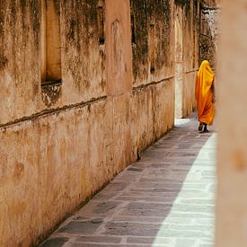 Mystical India / Woman in yellow garments by Christoph Kötteritzsch