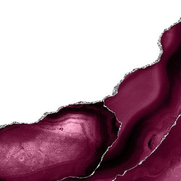 Burgundy & Silver Agate Texture 12 by Aloke Design
