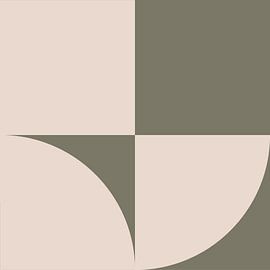 Moderne abstracte geometrische kunst in olijfgroen en gebroken wit nr. 8 van Dina Dankers