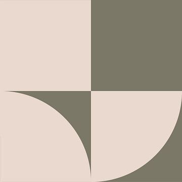 Art géométrique abstrait moderne en vert olive et blanc cassé no. 8 sur Dina Dankers