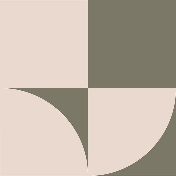 Modern abstract geometric art in olive green and off white no. 8 by Dina Dankers