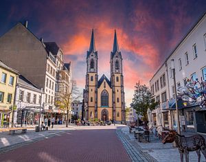 Blick auf die Altstadt in Hof an der Saale, Bayern Deutschland