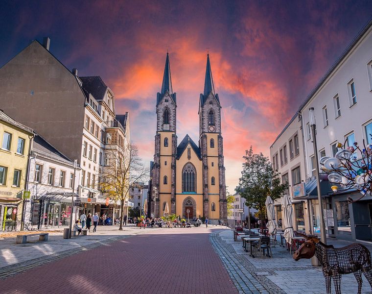 Zicht op het oude stadscentrum in Hof an der Saale, Beieren Duitsland van Animaflora PicsStock