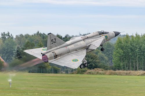 Take-off Saab 37 Viggen met naverbrander.