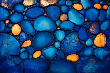Blaue Steine mit orangefarbigen Akzenten von Poster Art Shop