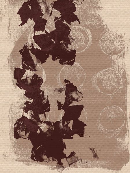 Abstrakte Formen und Linien in Weiß, Beige, Braun von Abstrakte minimalistische Kunst